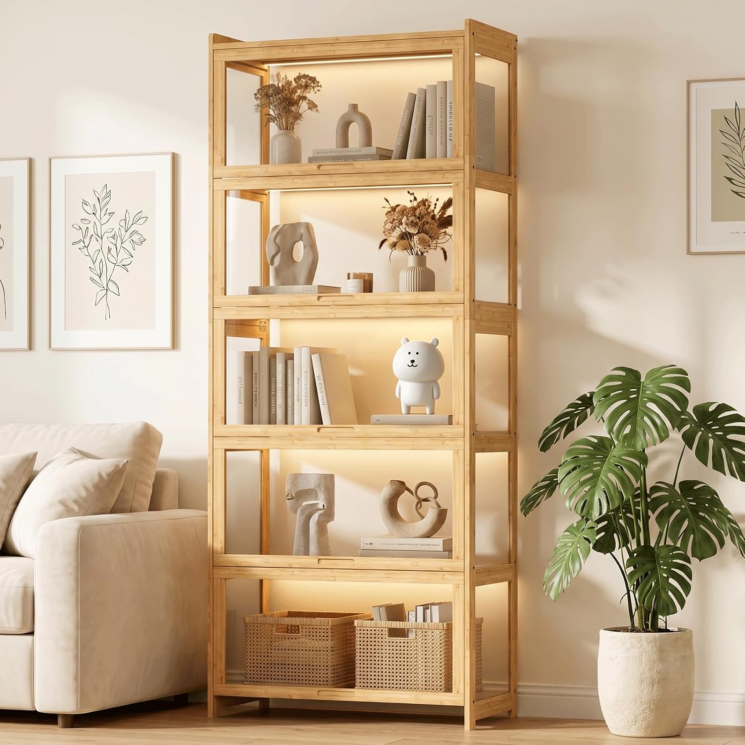 Cocktail Shaker Set - Display Cabinet with Acrylic Doors, 5-Tier