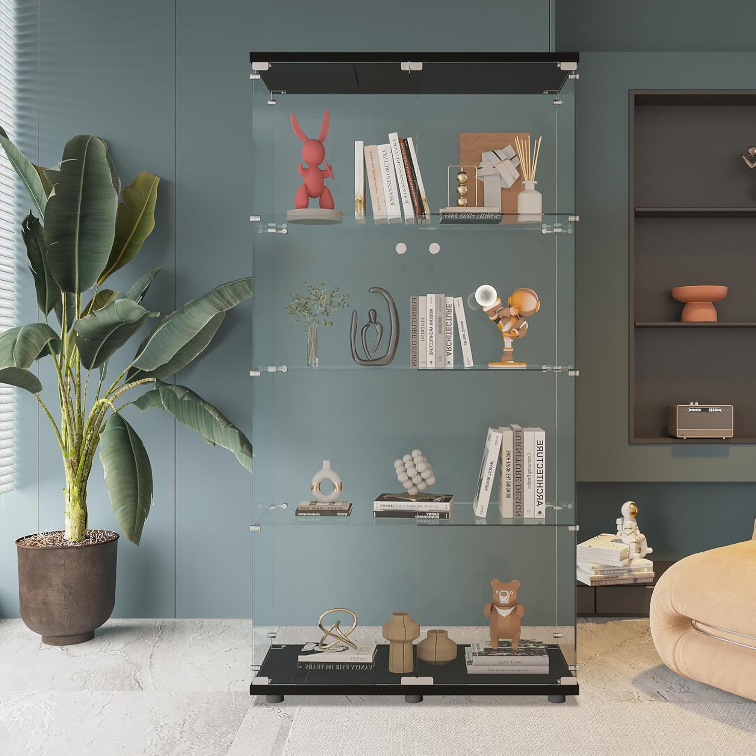 Glass Display Cabinet with 4 S - đánh giá và giá Cocktail Shaker Set